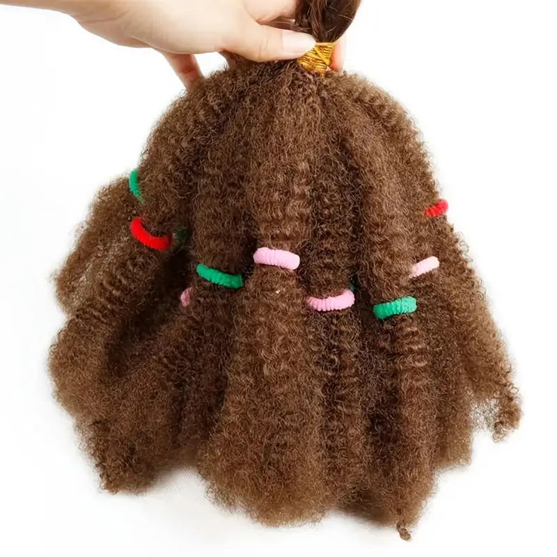 12 Inch Pre-Fluffied Afro Kinky Twist Braiding Hair | Synthetic Bulk Hair Extensions Ombre Colors - view 13