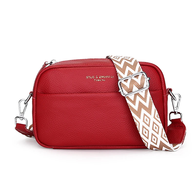 High Quality Genuine Leather Women's Crossbody & Shoulder Bag | Luxury Solid Color Cow Leather Handbag (Female Messenger Tote Sac) Luxegan