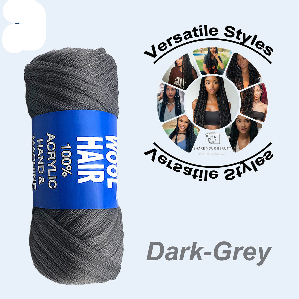 Kinky Curly Braiding Yarn – Acrylic Wool Hair for Crochet, Twists, Faux Locs & Dreadlocks | 14 Colors Luxegan