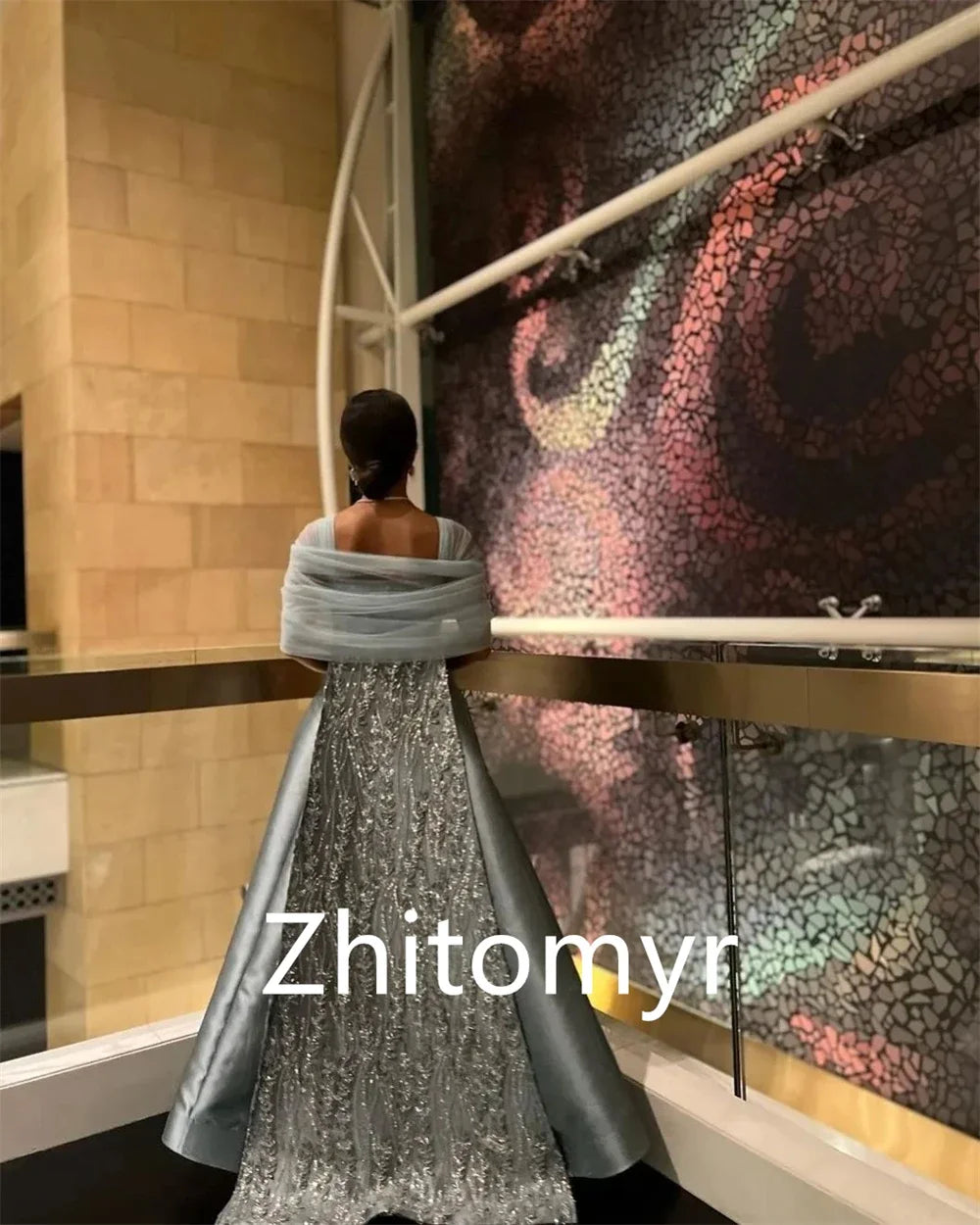 Customized Sparkle Elegant V-neck Ball gown Formal Ocassion Gown Beading Paillette / Sequins Sweep/Brush Charmeuse Evening Dress