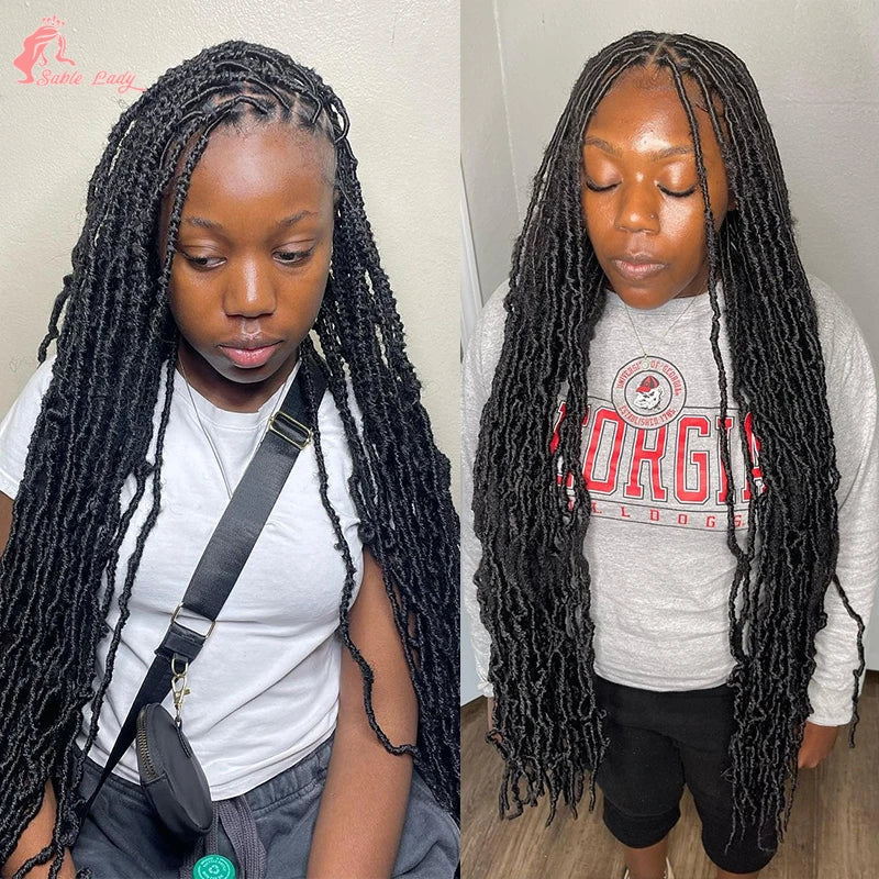 Long 40" Synthetic Knotless Braided Wigs Dreadlock Locs Braids Wigs for Black Women Twist Box Braids Full Lace Front Wig African Luxegan