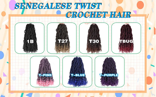 Wavy Senegalese Twist Crochet Hair 12 Inch – Pre-Twisted Boho Crochet Braids for Black Women - view 2