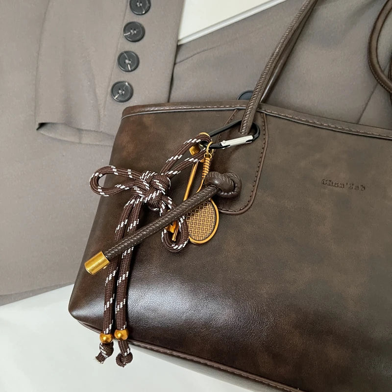 Retro Y2K Soft PU Leather Crossbody Tote Luxegan