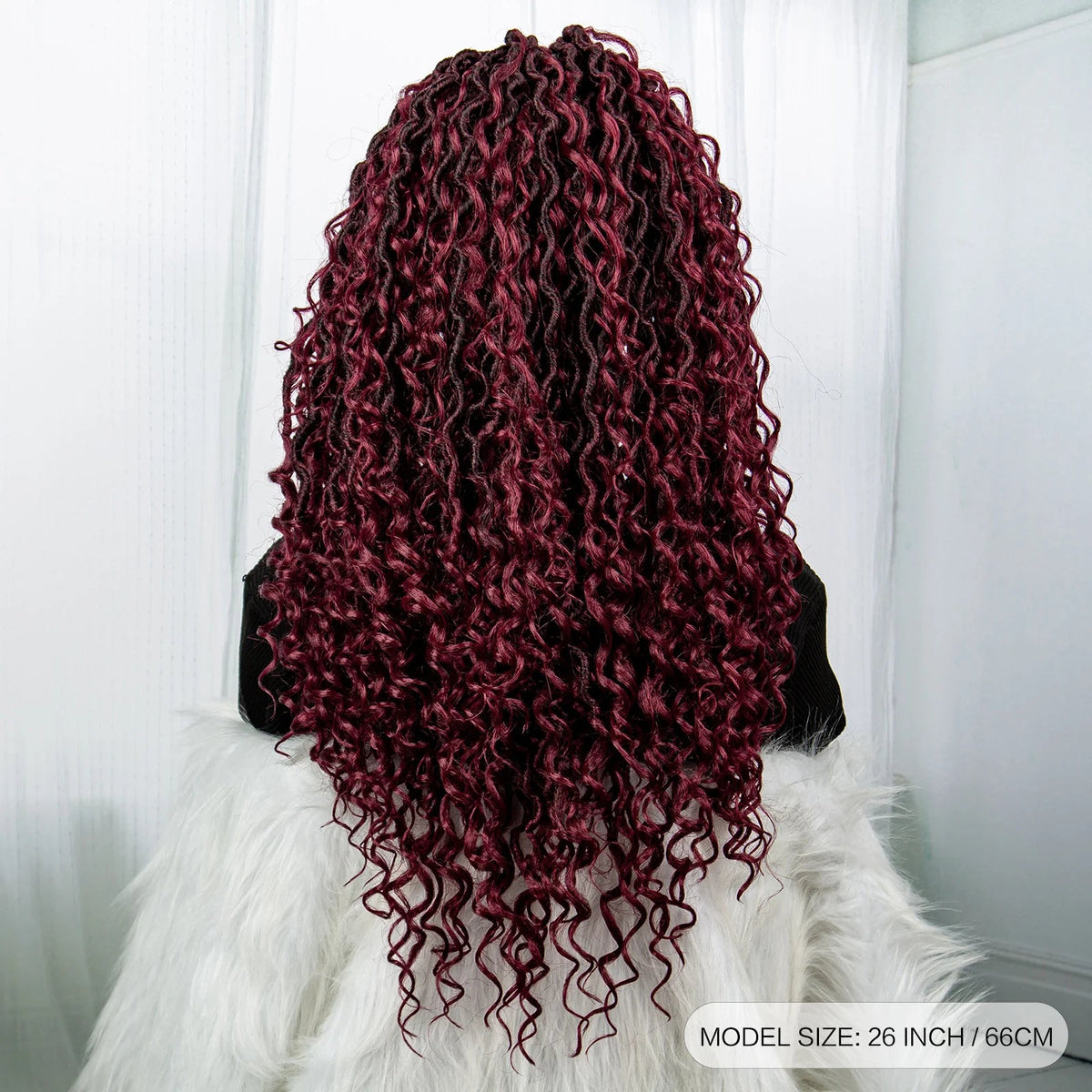 Faux Locs Braided Wigs Synthetic Dreadlock Braided Wigs With Curly Ends 26inch Lace Front Knotless Box Braids Wig with Baby Hair Luxegan
