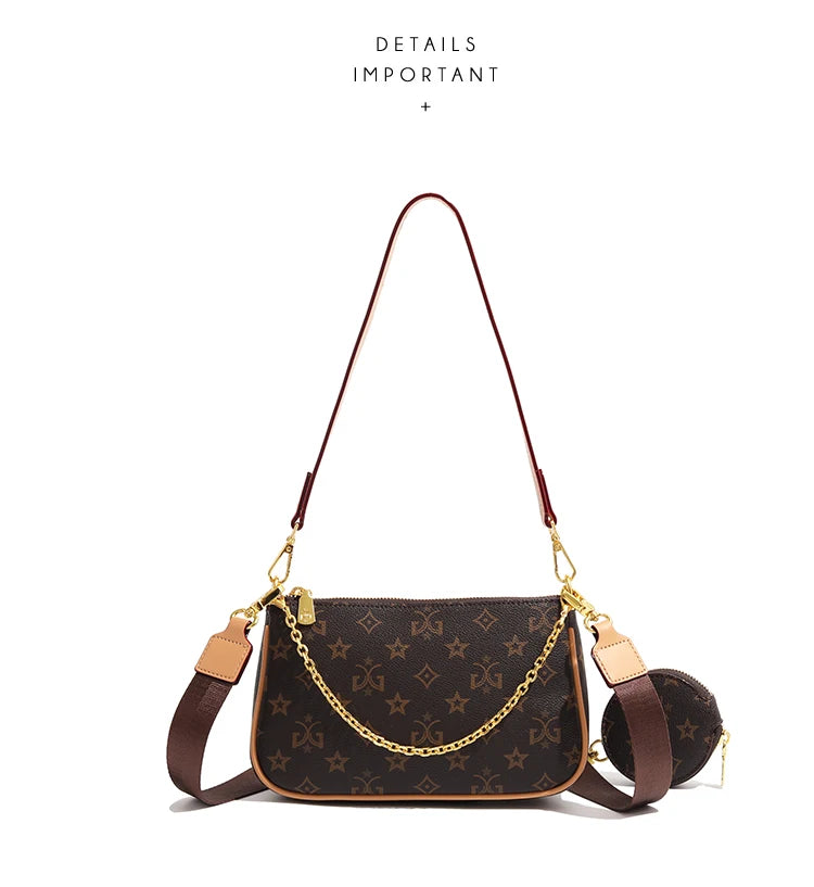 Fashionable & Leisure Retro Flower Shoulder Bag | Genuine Leather Underarm Handbag & Versatile Crossbody Small Bag Luxegan