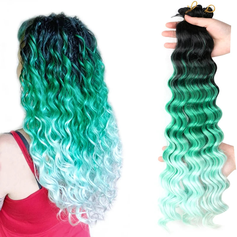 20" Deep Curly Crochet Braiding Hair | Deep Wave Bulk Synthetic Braid Extensions | 23 Colors
