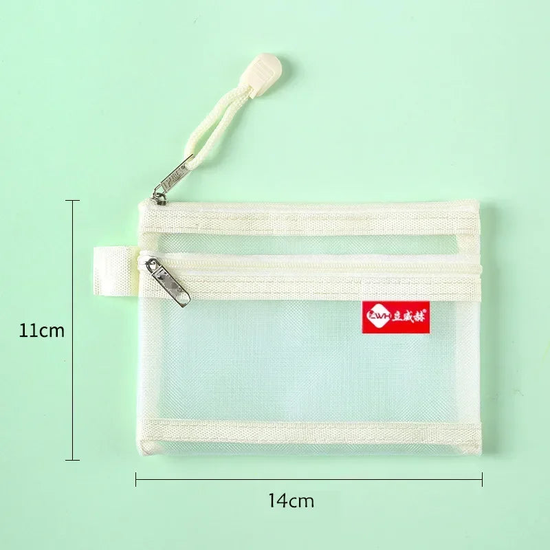 Bolsos cuadrados de nailon de doble capa con cremallera, monederos, carteras, tarjeteros para identificación bancaria y tarjetas de crédito, licencia B8, bolsas de almacenamiento con bolsillo