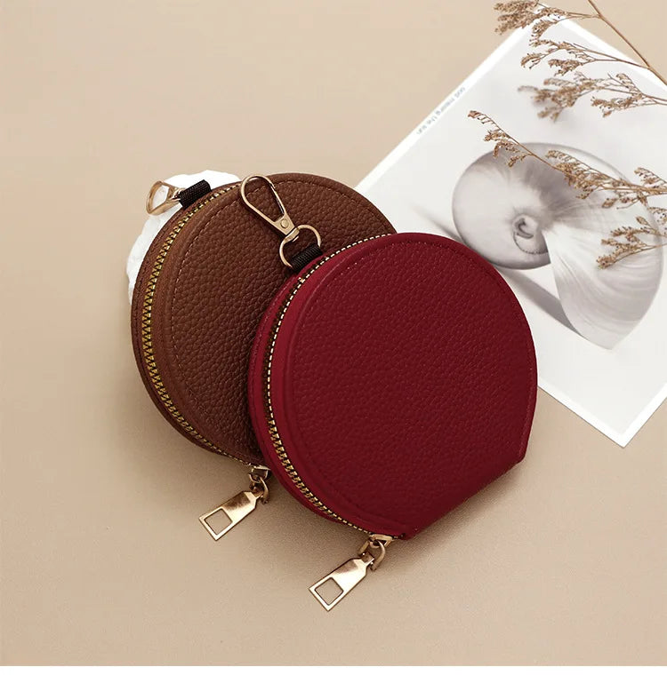 Fashion Candy Color Circular Zipper Coin Purse | Small PU Wallet, Headphone & Key Bag, Student Card Holder (Unisex)