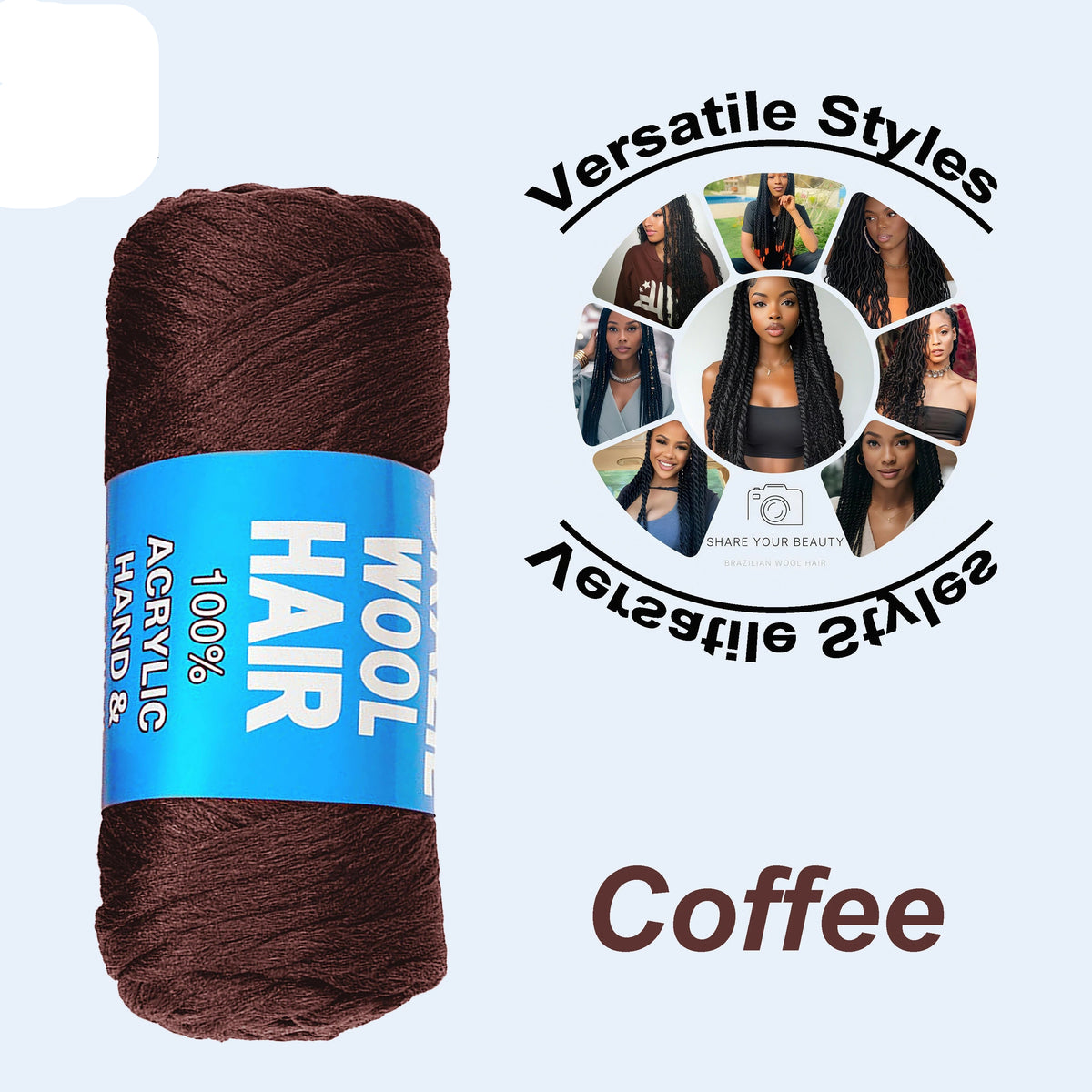 Kinky Curly Braiding Yarn – Acrylic Wool Hair for Crochet, Twists, Faux Locs & Dreadlocks | 14 Colors Luxegan
