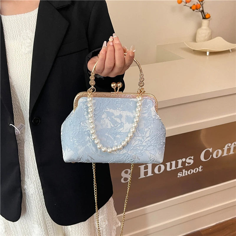 Vintage Classic Lace Bag | Pearl Evening Bags, Wedding Shell Lock Bags & Women's Handbags Luxegan