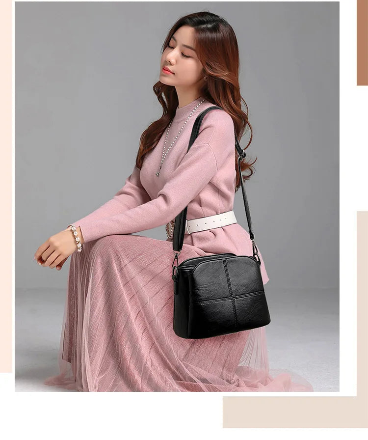 Retro Quality PU Leather Bucket Crossbody Bag Luxegan