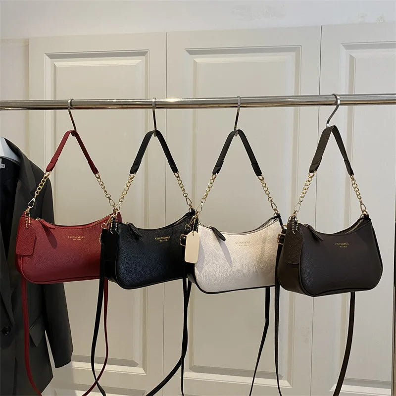 Elegant Vintage PU Leather Underarm Bag Luxegan