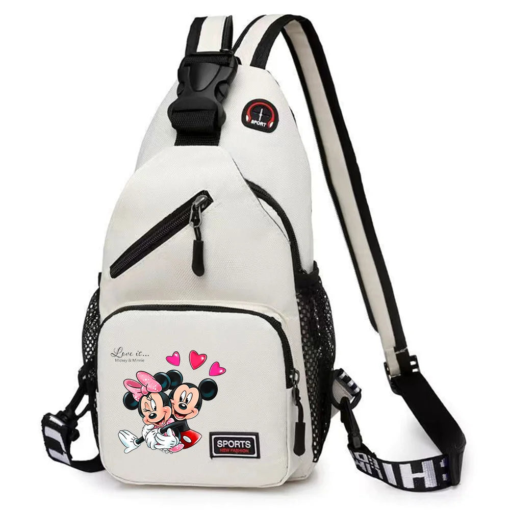 Mickey Minnie Mouse Cartoon Shoulder Bag | Unisex Multi-functional Oxford Fabric Backpack & Casual Chest Business Travel Pack Luxegan