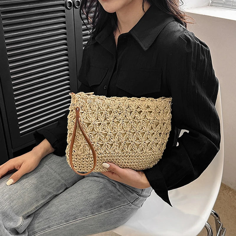 Straw Crossbody Bag for Women | Summer Woven Shoulder Bag & Raffia Beach Wristlet Luxegan