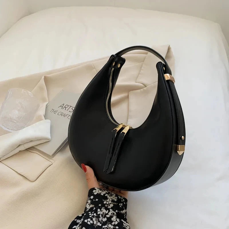 Luxury Half-Moon Underarm Bag for Women | PU Leather Shoulder & Crossbody Bag (Autumn Winter Fashion Armpit Handbag & Purse) Luxegan