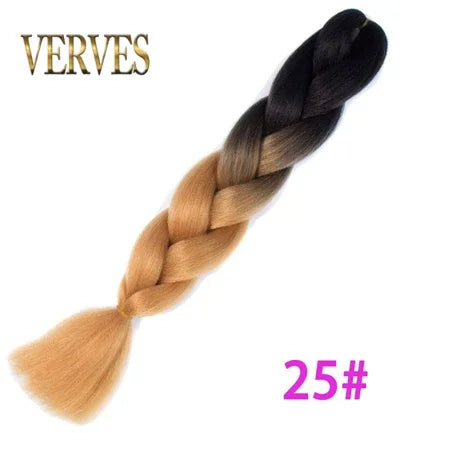 Synthetic Jumbo Braid Kanekalon Braiding Hair 24in | Ombre & Solid Colors | 100g