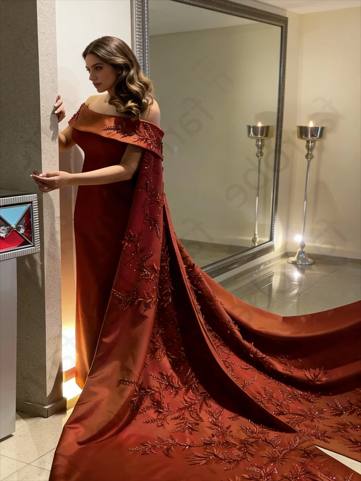 Elegant Beaded Applique Long Wrap Prom Gown | Ankle-Length Sheath Evening Party Dress | Premium Floral Chiffon A-Line Special Occasion Dress | Model 1 Sleeveless Cap Sleeve Gown with Zipper Back Luxegan