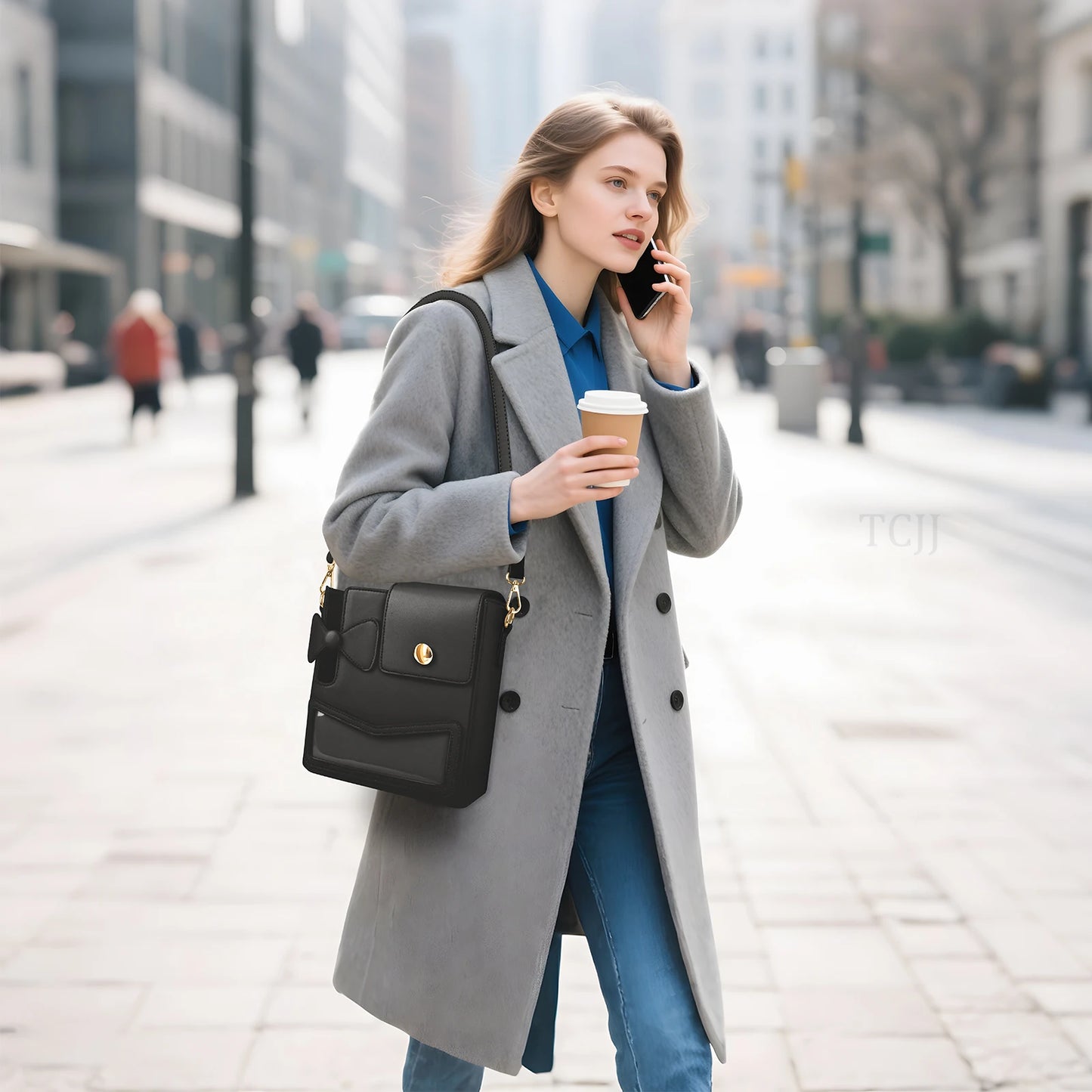 PU Leather Women's Water Bottle Crossbody Bag with Adjustable Strap | Portable Shoulder Handbag for Stanley Cup 40 oz (Box Shape) Luxegan