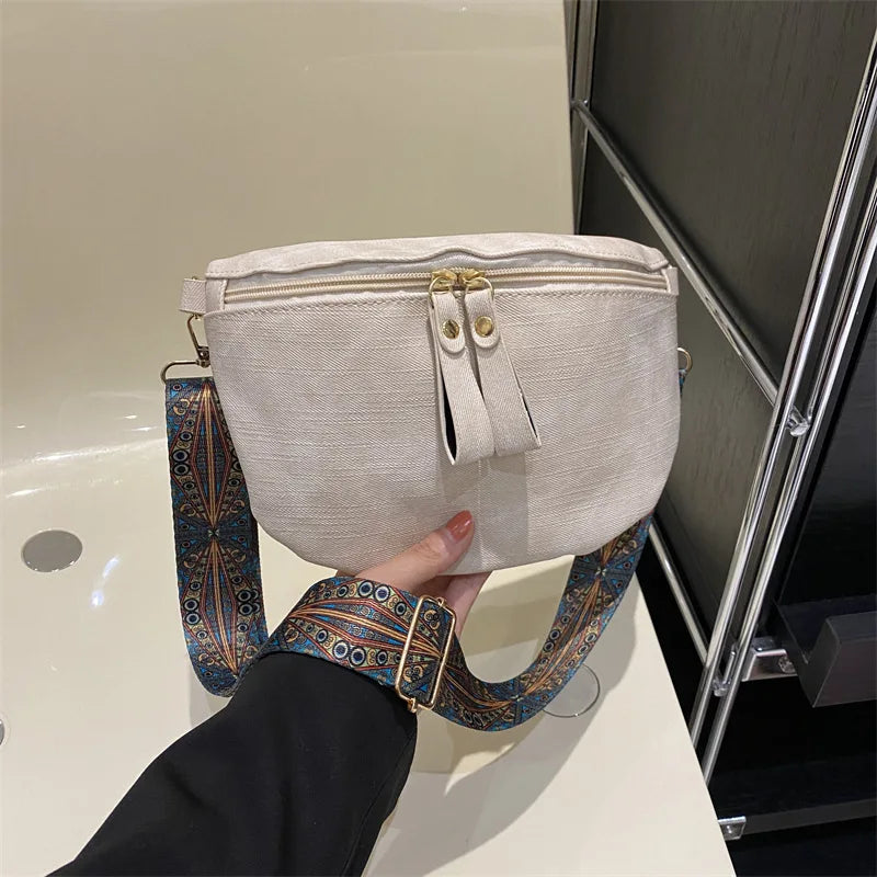 Stylish Hobo Solid Color Satchel | Luxury Designer Chest Bag & Women's PU Leather Waist Bags (Wide Strap Fashion Fanny Shoulder Pack) Luxegan