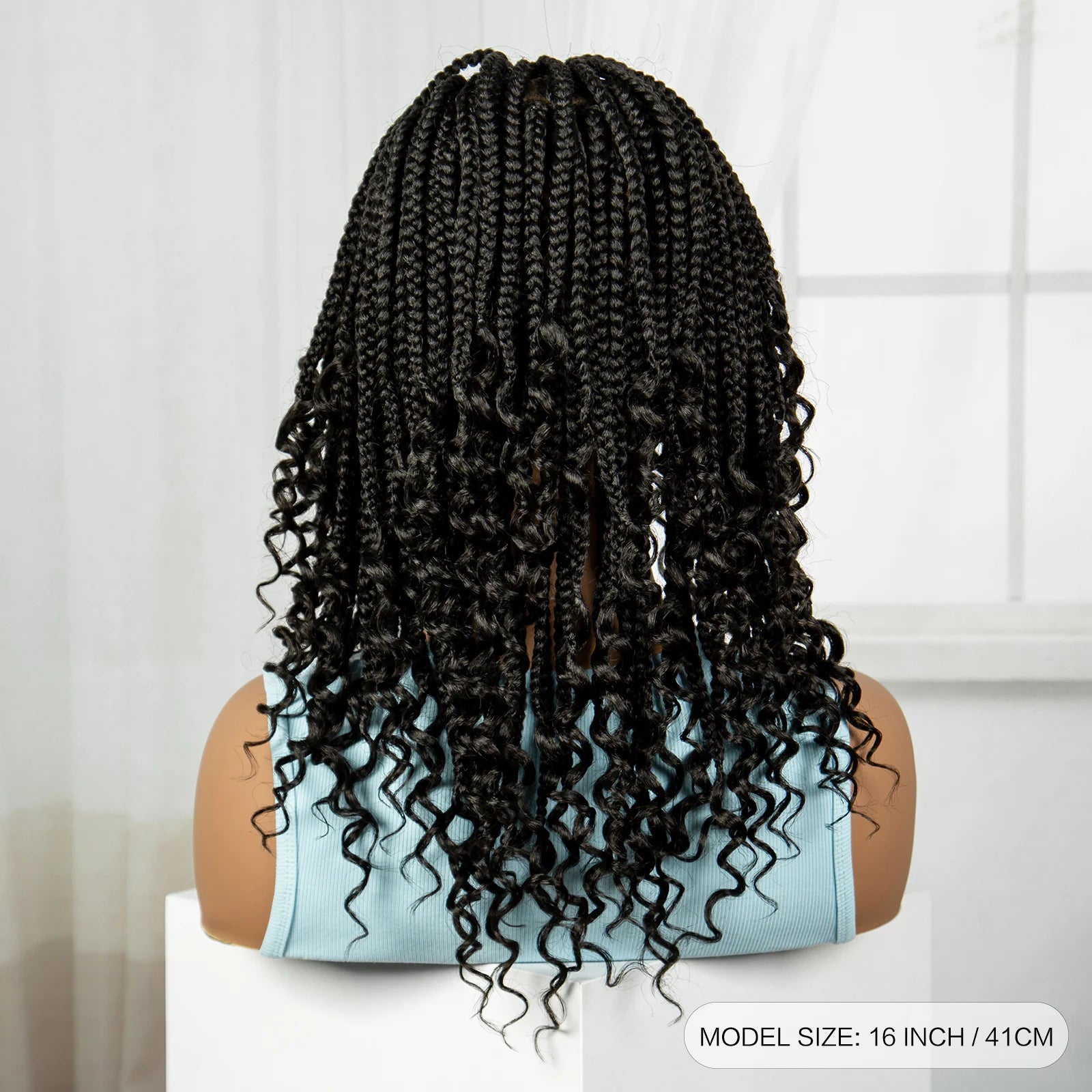 Burgundy Boho Knotless Braids Bob Wig with Curly Ends | Full Lace Luxegan