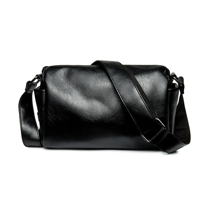 Soft Leather Men's Crossbody Bag | Shoulder Messenger Bag & Casual Simple Design Solid Sling Shoulder Bag Pack Luxegan