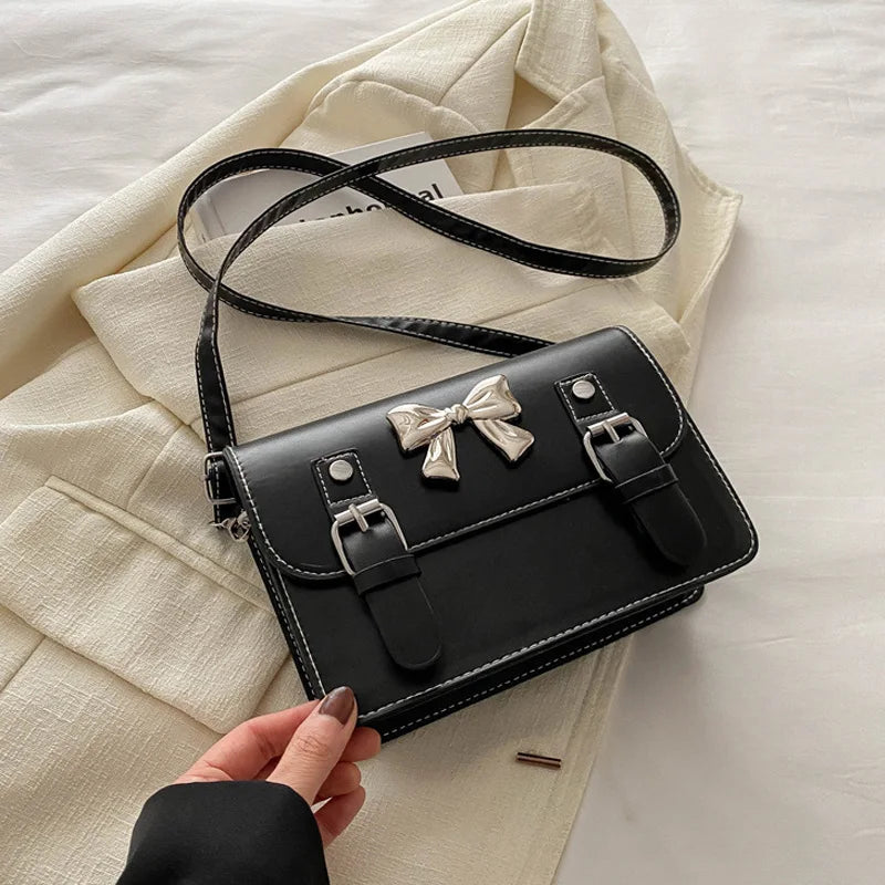 Fashion Square Small Crossbody Bags | Bowknot Decor Flap Shoulder Bag (For Summer Travel & Daily Use) Luxegan
