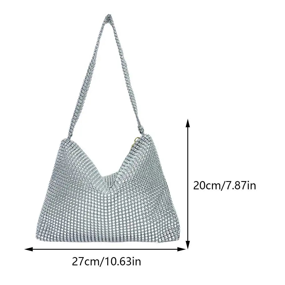 Glitter Rhinestone Evening Dinner Clutch | Sophisticated Stylish Large Capacity Underarm Bag | Elegant Everyday Sparkling Shoulder Bag | "Dignified" Soft Polyester Minaudière for Versatile Styling Luxegan