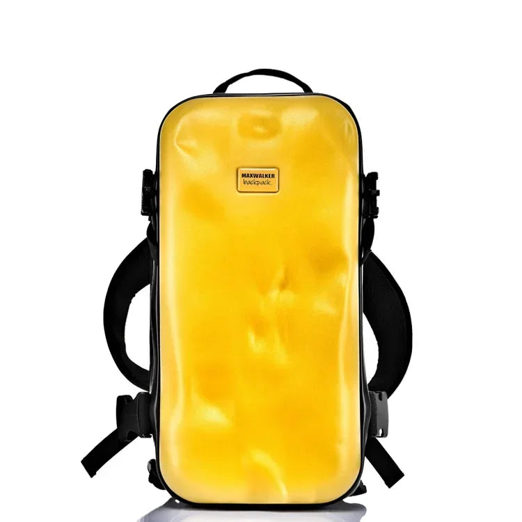 High-End Design "Crash" Backpack for Men | Hard-Shell ABS Moto & Biker Travel Bag | Ins Trend Fitness & Sports Training Pack | 20-35L Unisex Waterproof Tech Backpack Luxegan