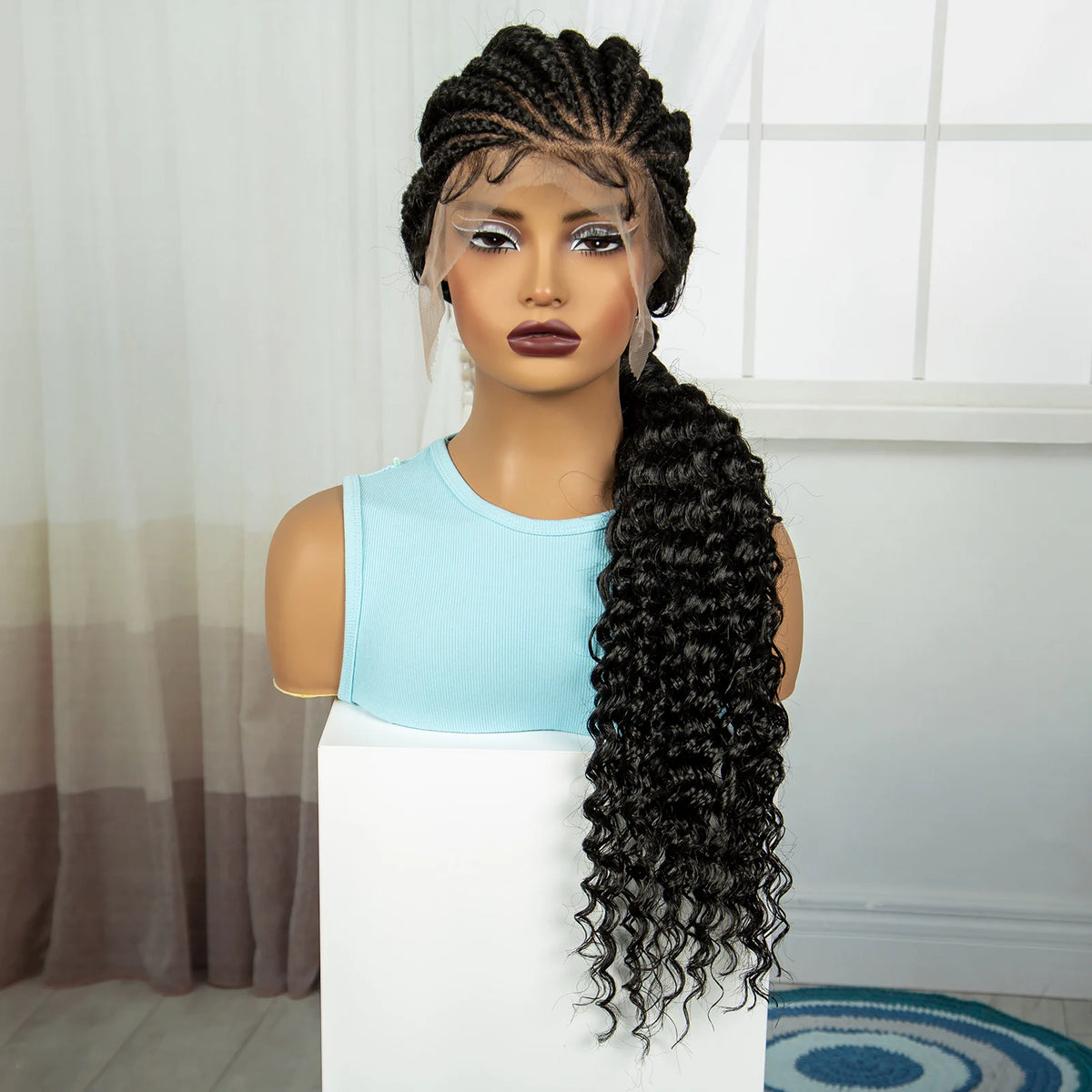 30 Inch Handmade Cornrow Knotless Box Braided Wig | Full Lace