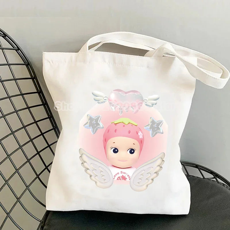 Canvas Character Casual Tote | Soft Cute Cartoon Shopping & Student Bag Luxegan