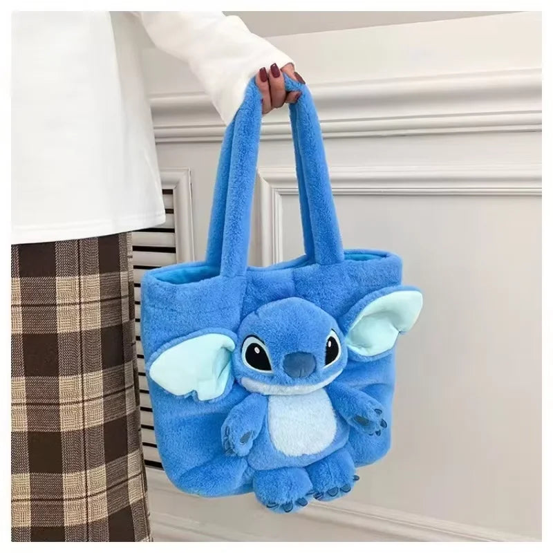 New Cartoon Plush Doll Shoulder Bag | Sweet and Cute Stitch Strawberry Bear Soft Cute Girls Handbag Luxegan