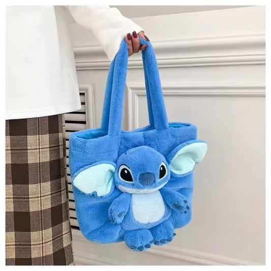 New Cartoon Plush Doll Shoulder Bag | Sweet and Cute Stitch Strawberry Bear Soft Cute Girls Handbag Luxegan