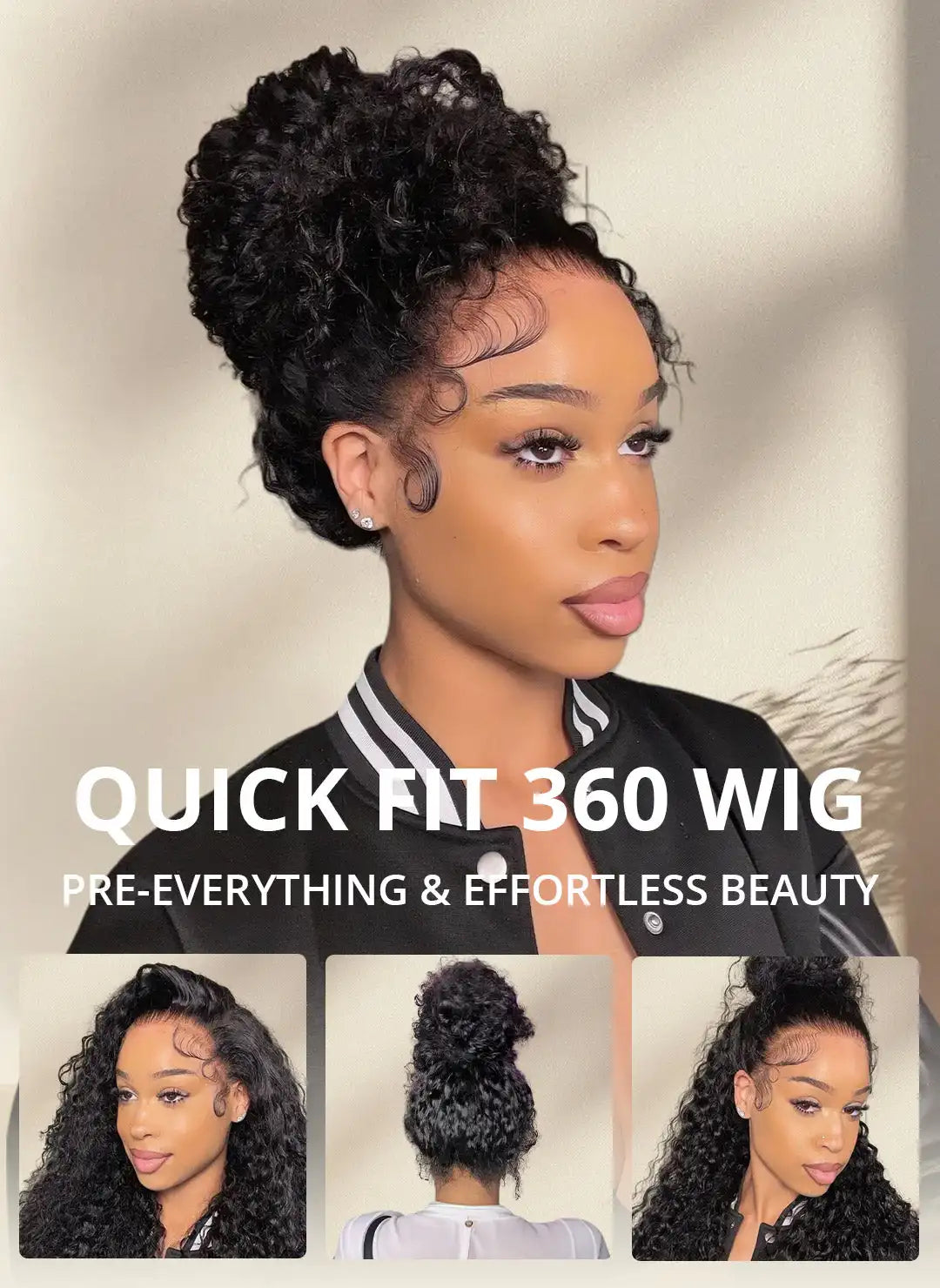 Glueless 250% Density Kinky Curly Wig | Sophisticated 360 Full Lace Frontal HD Transparent Gown | Elegant "Invisi-Strap" Silhouette | "Dignified" Snug Water Brazilian Remy Human Hair for Radiant Versatile Styling
