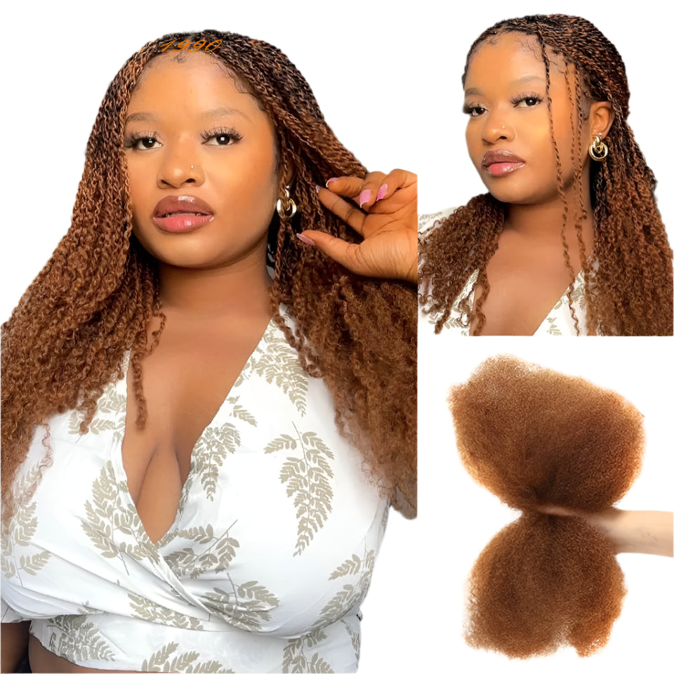 Afro Kinky Bulk Human Hair for Dreadlocks & Braiding | 100% Virgin Brazilian Remy Loc Extensions (50g) Luxegan