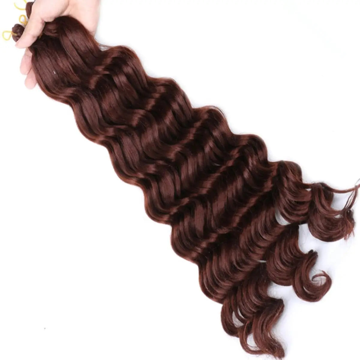22-Inch Synthetic Deep Wave Bulk Braiding Hair – Curly Ombre No-Weft Faux Locs Extensions for - view 6