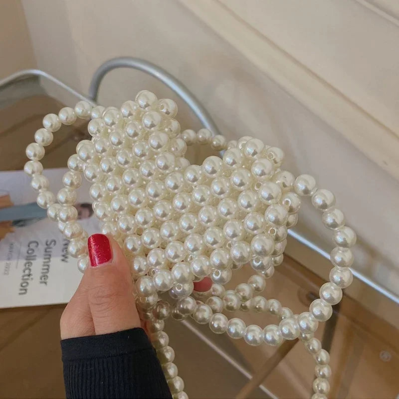 Heart Mini Bag | Cute Pearl Shoulder & Crossbody Bag Luxegan