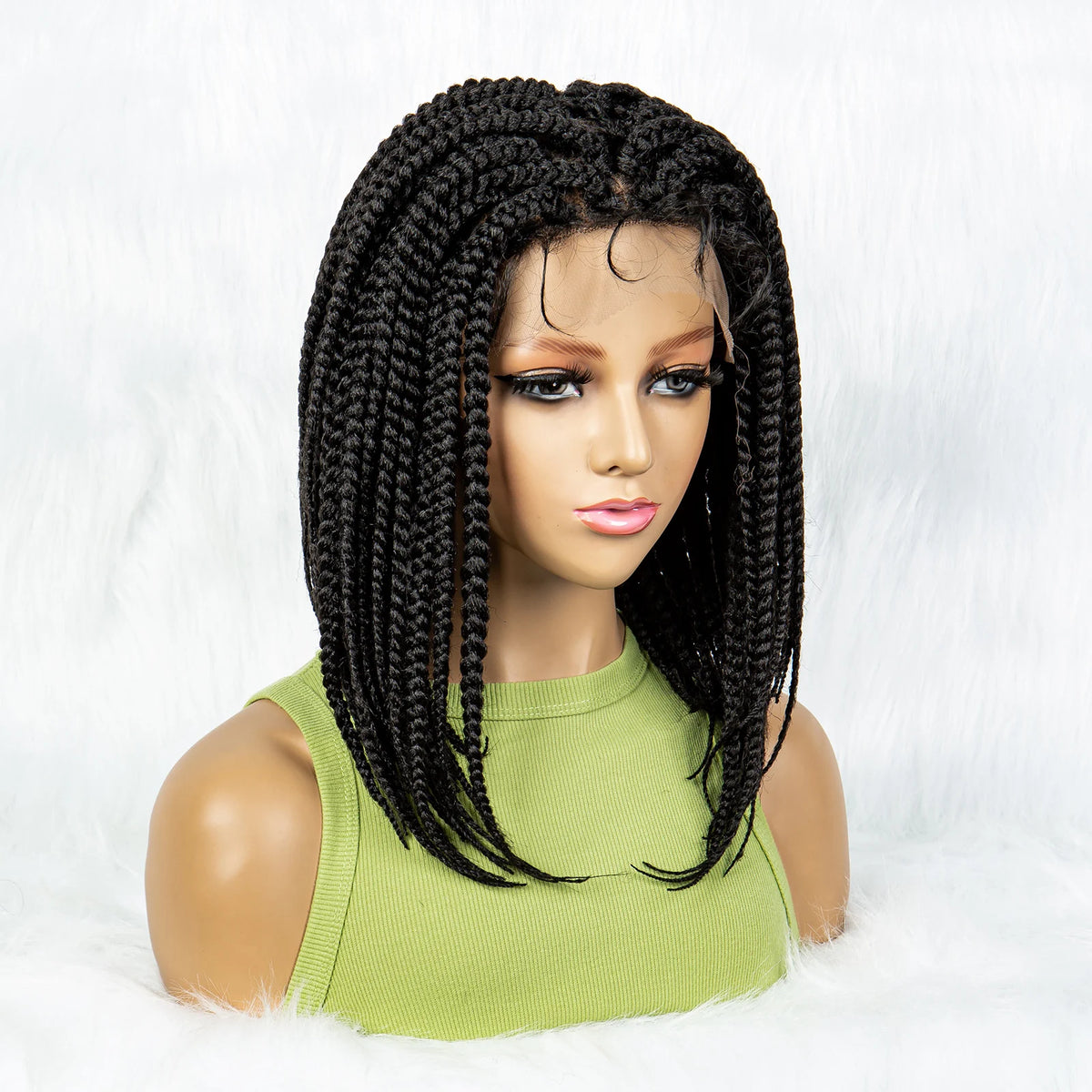 Pelucas trenzadas Bob para mujeres negras Peluca de encaje completo con trenzas estilo cornrow Peluca sintética de encaje frontal con trenzas de caja sin nudos con cabello de bebé
