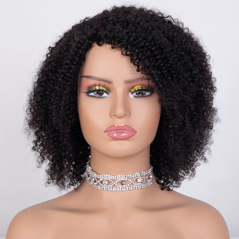 Sleek Ombre Highlight Kinky Curly Human Hair Wig | Peruvian Curly Bob Luxegan