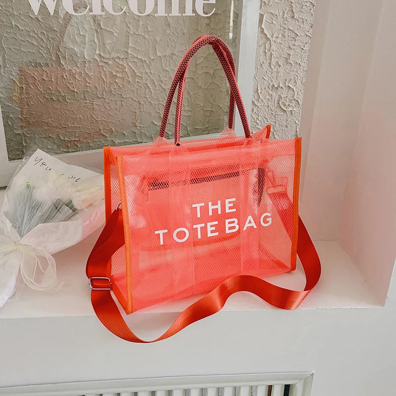 The Tote Bag for Women | Luxury Designer Clear Beach Bag & Summer Crossbody | Fashion Pink PVC Shopper & Handbag Luxegan