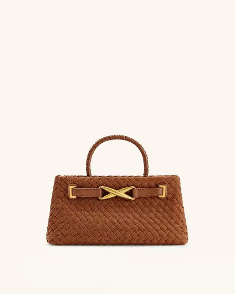 Spring New Woven Fashion Handbag | Versatile High-End Top Handle Purse | Luxury Horizontal Square PU Leather Sacs à Main for Men & Women Luxegan
