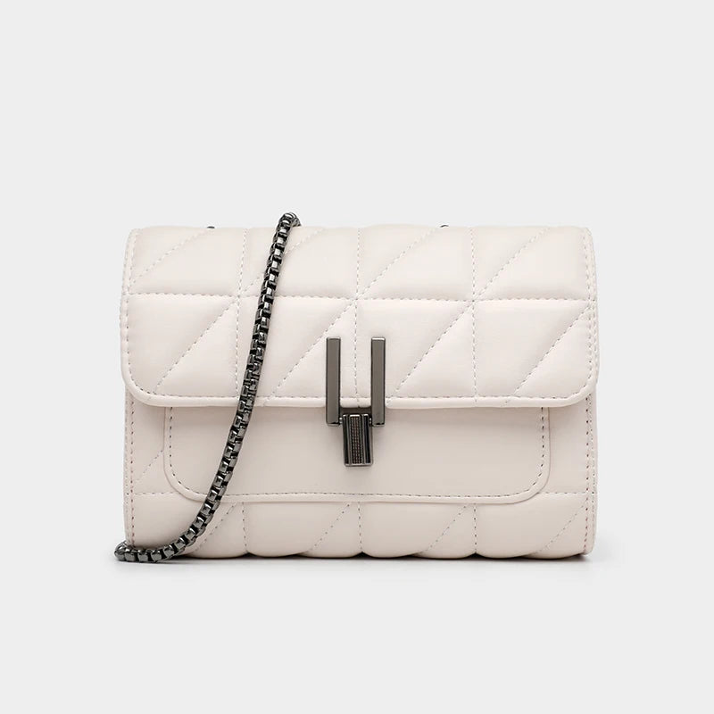 Lingge Chain Bag for Women | Single Shoulder & Crossbody Bag (Geometric Square, Casual Style, Soft PU Leather) Luxegan