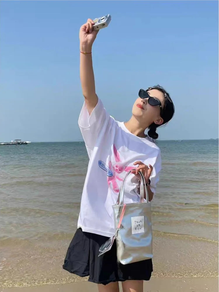 Y2K Vintage Korean Silver Shoulder Luxury Make Small Wallet Tote Bag | Ladies Handbag Crossbody Bag Women's Silver Handbags Purses Luxegan