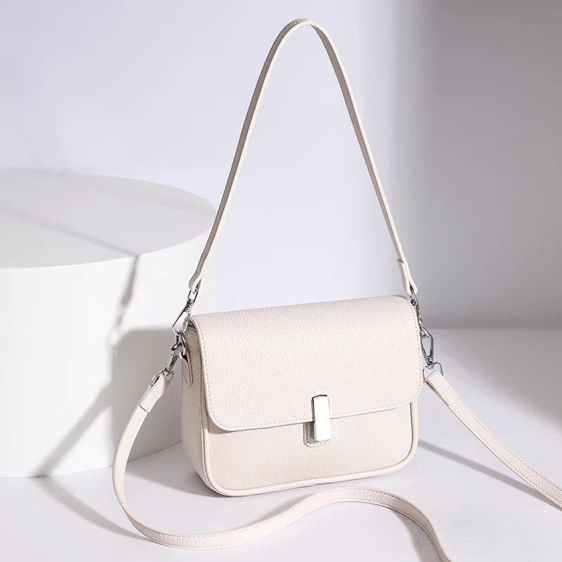 Genuine Leather Women Crossbody Bags | Luxury Design Small Square Bag Soft Cowhide | Women's Commuter Shoulder Bag Ladies Gift Luxegan