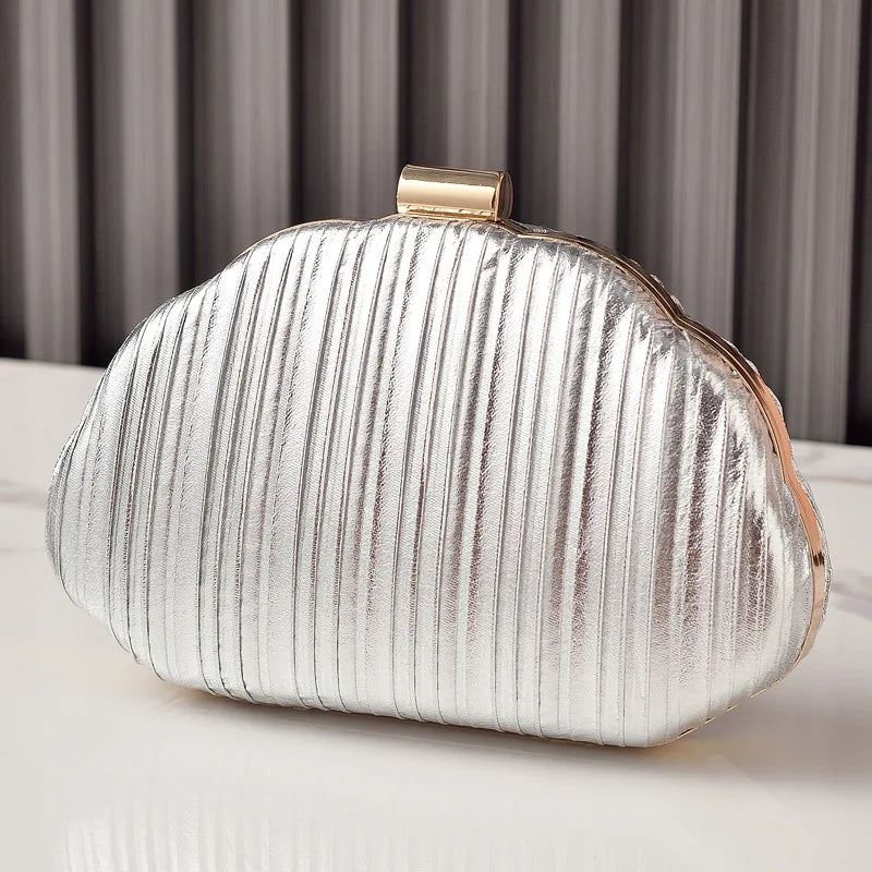 Shell Evening Bridal Clutch | Sophisticated "Minaudière" Silhouette | Fashionable Socialite Crossbody Bag | "Dignified" High-Performance Microfiber Leather Essential for Radiant Party Styling Luxegan