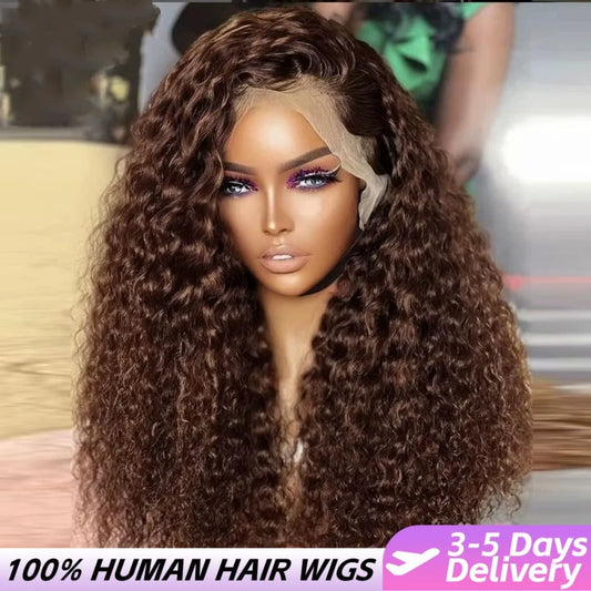 38-Inch Chocolate Brown Deep Wave HD Lace Wig | Sophisticated 250% Density 13x6 & 13x4 Frontal | Elegant "100% Brazilian Remy" Silhouette | "Dignified" Pre-Plucked Free Part Human Hair for Radiant Versatile Styling Luxegan