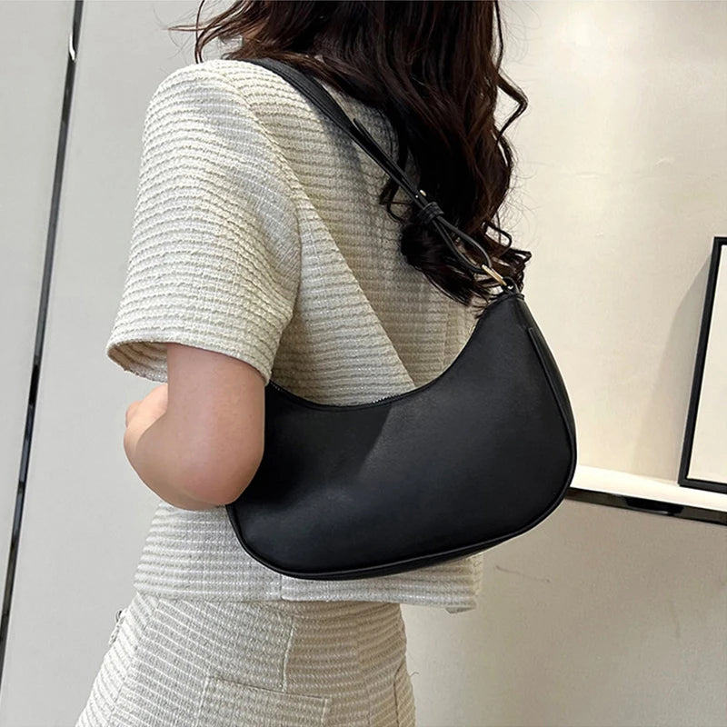 Luxury Designer PU Leather Underarm Bag | Fashion Women's Solid Color Pleated Clutch & Shoulder Hobo Tote Bag Luxegan