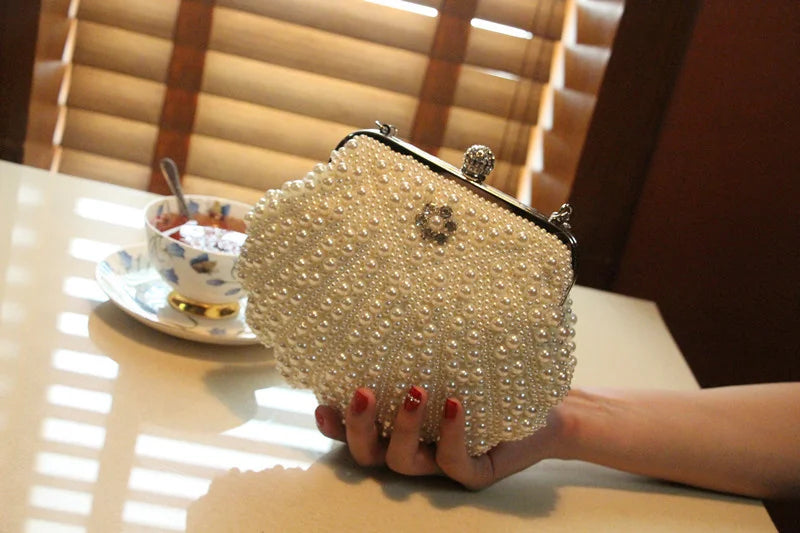 New Shell Pearl Rhinestone Dinner Bag | Sophisticated "Bride Dress" Silhouette | Elegant Banquet Small Diagonal Bag | "Dignified" High-Performance Beaded Essential for Radiant Versatile Styling Luxegan