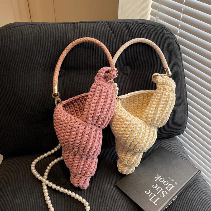 Hand-Woven Shell Bag | Luxury Pearl Chain Crossbody Purse Luxegan
