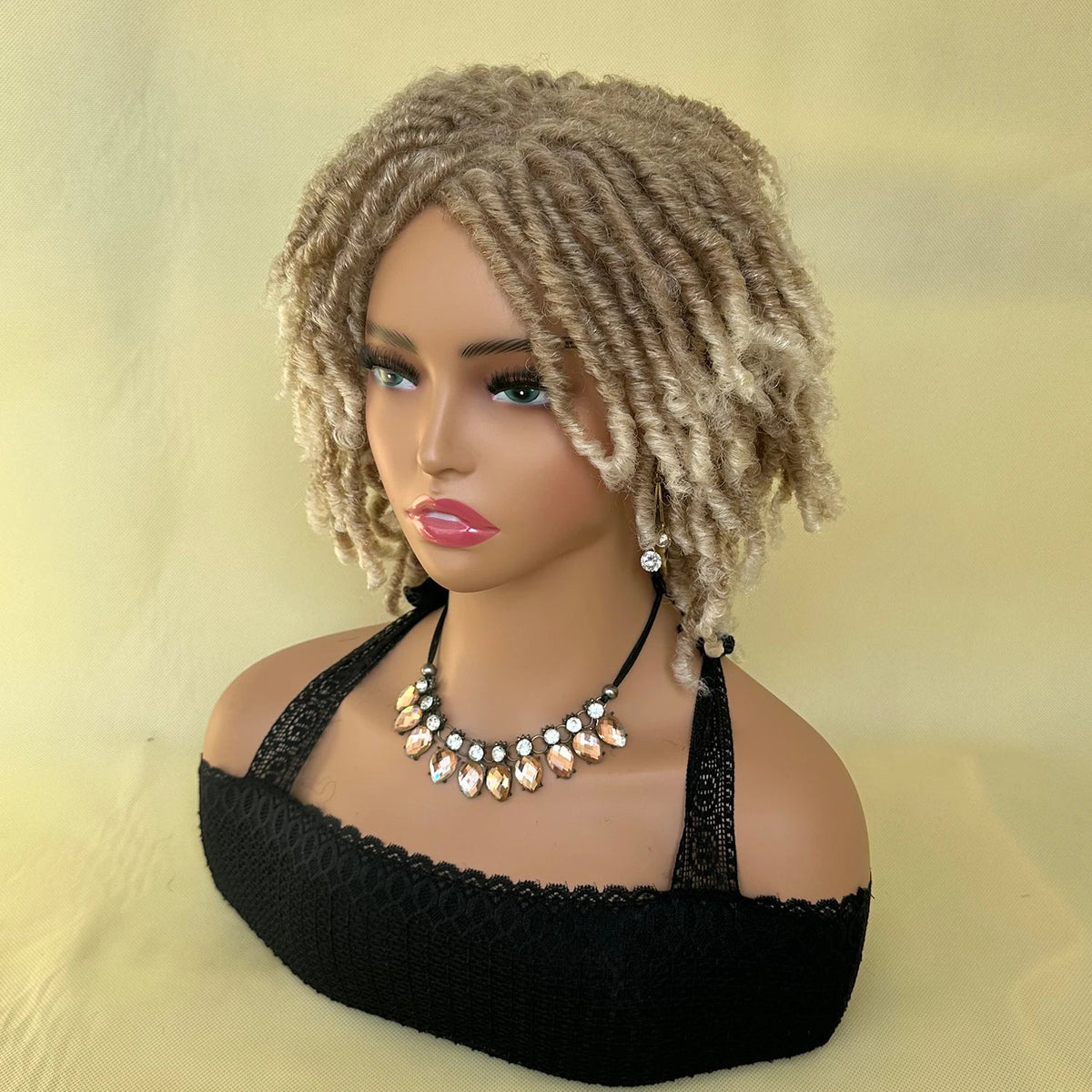 Short Synthetic Dreadlock Wig Afro Crochet Twist Hair Wigs For Black Women Curly Naturel Soft Faux Locs Wig Luxegan