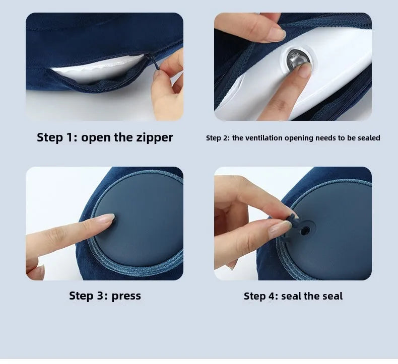U-Shaped Inflatable Travel Pillow | Sophisticated "Press-to-Inflate" Silhouette | Elegant Portable Air-Filled Neck Support Cushion | "Dignified" High-Performance Travel Essential for Radiant Versatile Styling Luxegan